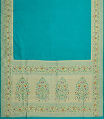 Turquoise Woven Art Dupion Saree With Meena Floral Border-BL5965