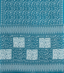 Cyan Printed Jaipur Cotton Saree With Printed Tribal Motifs-JC1775