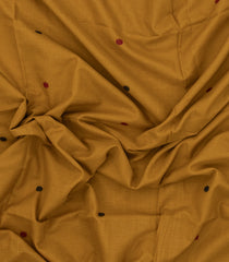 Mustard Handloom Bengal Cotton Saree With Coin Buttas-BG1615