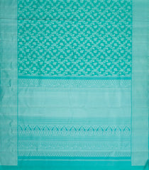 Cyan Handloom Kanchipuram Bridal Silk Saree With Floral Zari Motifs-KA16290