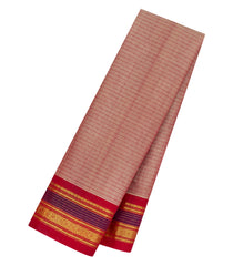 Dusty Pink Handloom Gadwal Silk Cotton Saree With Stripes-GA0341
