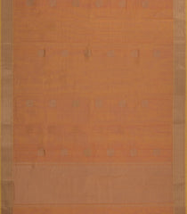Orange Handloom Kanchi Cotton Saree With Veldari Stripes-KC1604