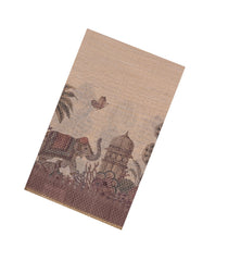 Sandal Printed Synthetic Linen Saree with Jhalar-BL5334