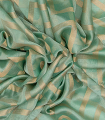 Aquamarine Handloom Banarasi Organza Silk Saree With Stripes-BE1640