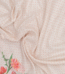 Orange Printed Synthetic Linen Saree With Floral Motifs-SY0050