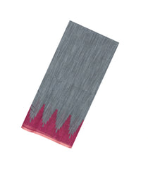 Grey Printed Art Linen Saree With Temple Border & Jhalar-BL6067