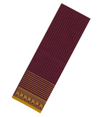 Maroon Woven Chettinad Cotton Saree With Stripes & Zari Border-CN1918