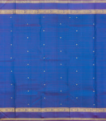 Cyan Handloom Kanchipuram Silk Saree With Stripes & Buttas-KA15475