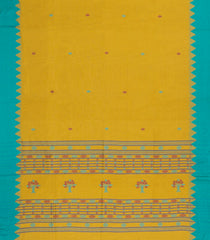 Mustard Handloom Bengal Cotton Saree With Meena Buttas-BG1995