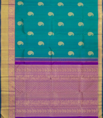 Cyan Handloom Kanchipuram Silk Saree With Mango Buttas-KA14453