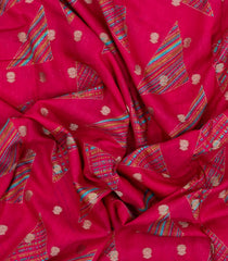 Pink Printed Synthetics Dola With Zari Butta & Zari Border -BL5225