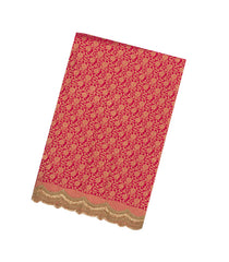 Crimson Woven Pure Silk Saree With Floral Zari Motifs & Embroidered Selvage -EN1789