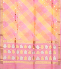 Baby Pink Handloom Banarasi Organza Silk Saree With Floral Motifs-BE1679