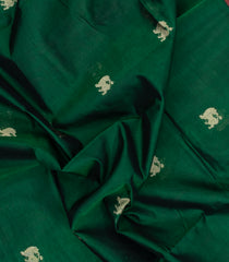 Dark Green Handloom Silk Cotton Saree With Yazhi Buttas-SC4394