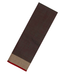Dark Brown Woven Chirala Cotton Saree With Printed Blouse-CR1513