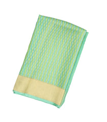 Mint Green Handloom Organza Soft Silk Saree With Stripe Motifs-SO4070