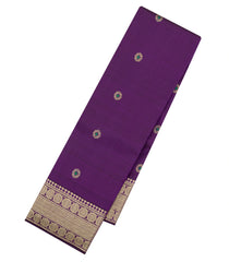 Dark Purple Handloom Kanchipuram Silk Saree With Meena Buttas-KA14672