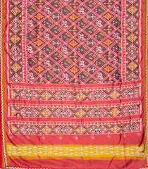 Brown Handloom Blended  Silk Saree With Ikat Motifs & Hand Embroidered Selvage-EN1712