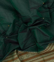 Bottle Green Handloom Kanchi Cotton Saree With Kamalam Buttas-KC1574