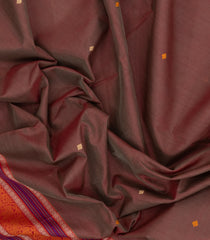 Dusty Peach Handloom Silk Cotton Saree With Buttas-SC4317
