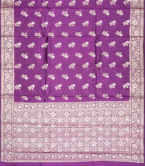 Purple Woven Dupion Silk Saree With Floral Buttas-DS0505