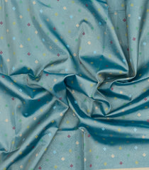 Turquoise Printed Art Dupion Tissue Saree With Tie & Dye Border-BL5835