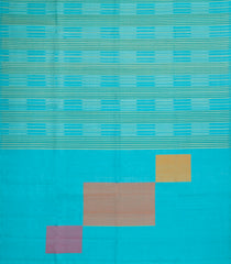 Turquoise Handloom Soft Silk Saree With Diamond Stripes-SO4636