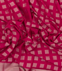 Hot Pink Woven Synthetic Viscose Saree With Floral Zari Motifs & Border-BL5094