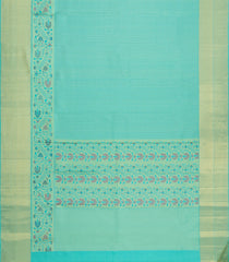 Turquoise Handloom Kanchipuram Silk Saree With Coin Motifs-KA15808