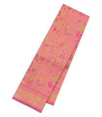 Pink Handloom Kanchipuram Silk Saree With Meena Floral Motifs-KA15809