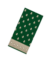 Green Woven Blended Satin Saree With Floral Zari Buttas-BL6018
