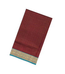 Maroon Handloom Silk Cotton Saree With Checks & Buttas-SC4678