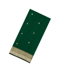 Dark Green Handloom Maheswari Silk Cotton Saree With Buttas-SC4141