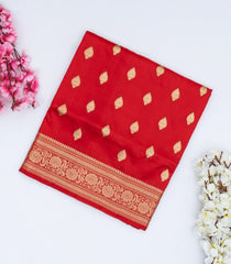 Red Banarasi Silk Saree With Floral Buttas