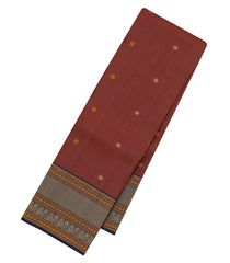 Brown Handloom Kanchipuram Silk Saree With Buttas-KA15155