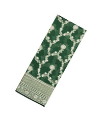 Green Woven Dupion Silk Saree With Floral Jaal Motifs-DS0575