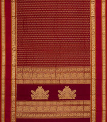Crimson Handloom Kanchi Cotton Saree With Checks & Buttas-KC1648