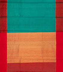 Aquamarine Woven Dupion Silk Saree With Dotted Stripes & Contrast Border-DS0643