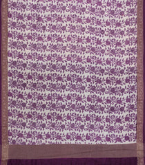 Purple Printed Chanderi Cotton Saree With Zari Border-CC1561