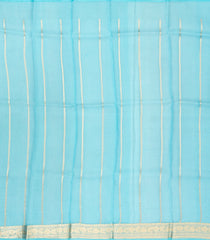 Turquoise Handloom Banarasi Tissue Saree With Floral Buttas-BE1383