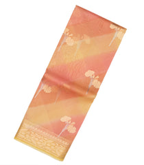 Light Peach Handloom Banarasi Organza Silk Saree With Floral Motifs-BE1680