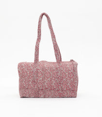 Dusty Pink Handmade Duffle Bag With Printed Motifs With Zipper (9"H X 14"W X 7"D)-ACS1050
