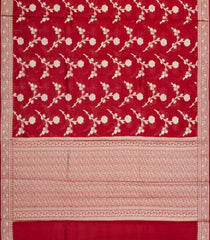 Red Woven Dupion Silk Saree With Floral Buttas-DS0561