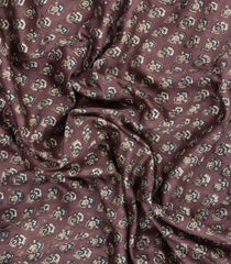 Brown Printed Chanderi Cotton Saree With Contrast Zari Border-CC1684