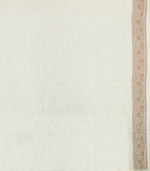 Off White Woven Art Linen Saree With Zari Border-BL5637