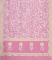 Baby Pink Handloom Banarasi Organza Silk Saree With Floral Motifs-BE1840