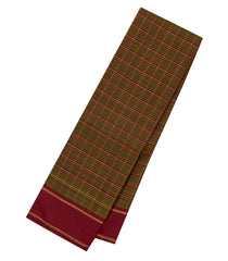 Black Handloom Kanchipuram Silk Saree With Zari Checks-KA13966