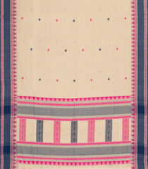 Cream Handloom Bengal Cotton Saree With Diamond Buttas-BG1634