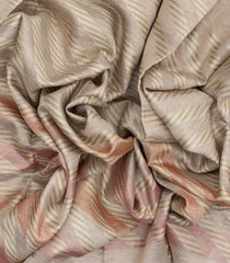 Taupe Woven Blended Tissue Saree With Embroidered Floral Motifs-BL3871