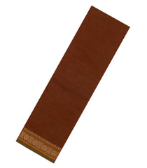 Brown Handloom Kanchi Cotton Saree With Kamalam Border-KC1729